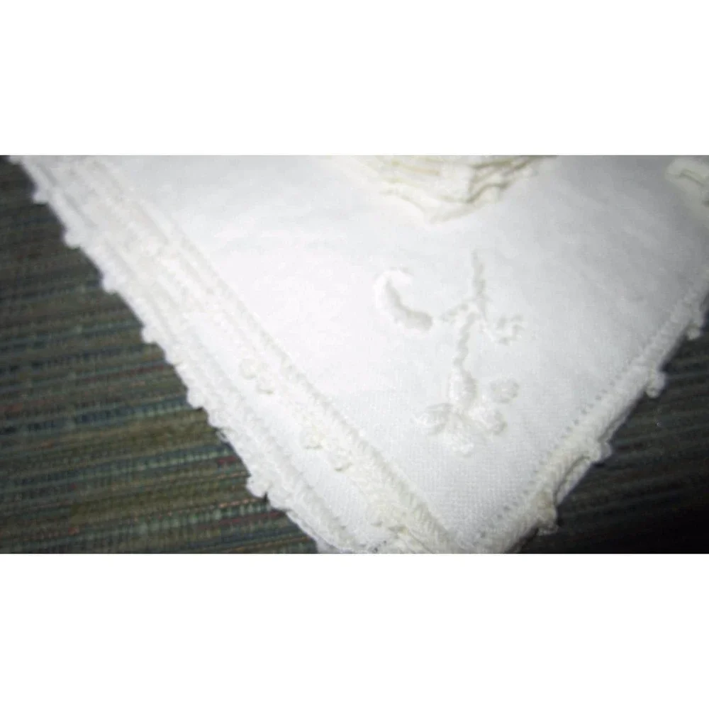 Six Ivory Linen Like Embroidered Floral Napkins Delicate Cottagecore Fairy